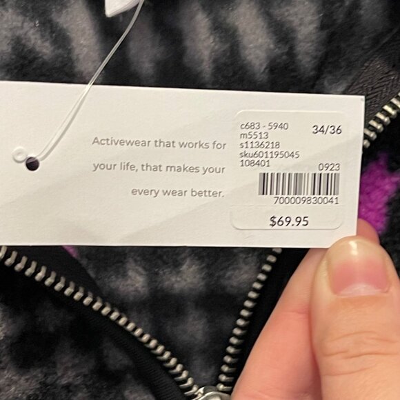 NWT LIVI Plaid Hooded Full-Zip Jacket Size 34/36 Womens grey, pink, NEW - Picture 5 of 7